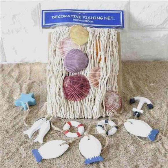 Natural Fishing Net Decor with Shells 79 Inch Beach Theme Decor for Party Home - Picture 7 of 7
